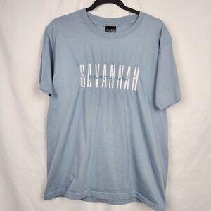 Womens Short SleeveCotton TShirt‎ Savannah Georgia L Light Blue Crew Neck